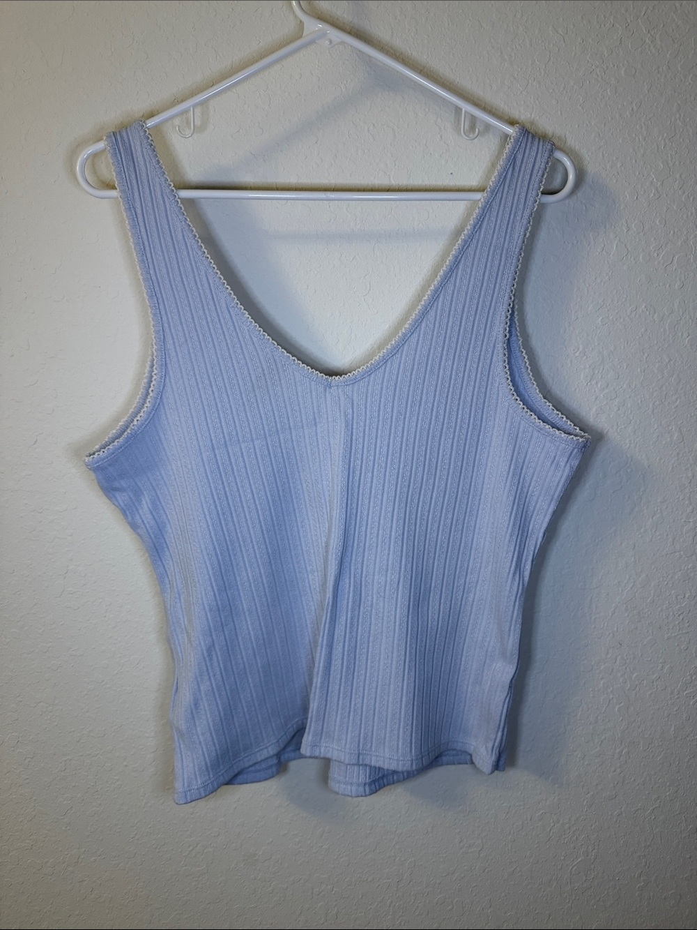 Universal Thread Light Blue Ribbed V-Neck Tank - Picture 2 of 3